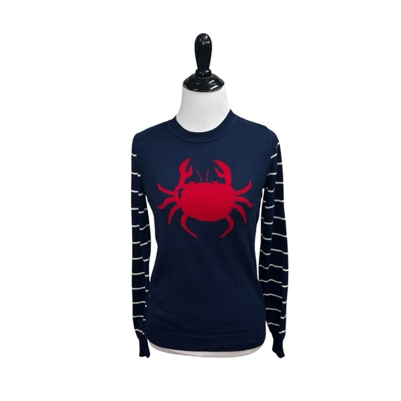 ModCloth Women's S Small Chatty Crabby Crab Knit Sweater Nautical Fitted Blue - Picture 5 of 10